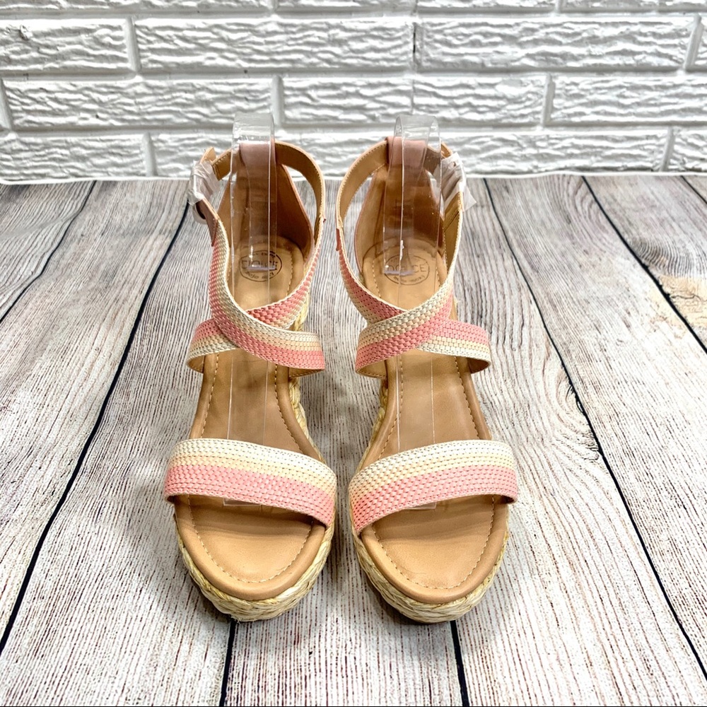 Dolce by Mojo Moxy Striped Sandal Wedges - Picture 2 of 6